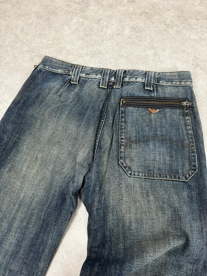 2000s Armani Cargo Blue Faded Denim Jeans wzmxqAK 6