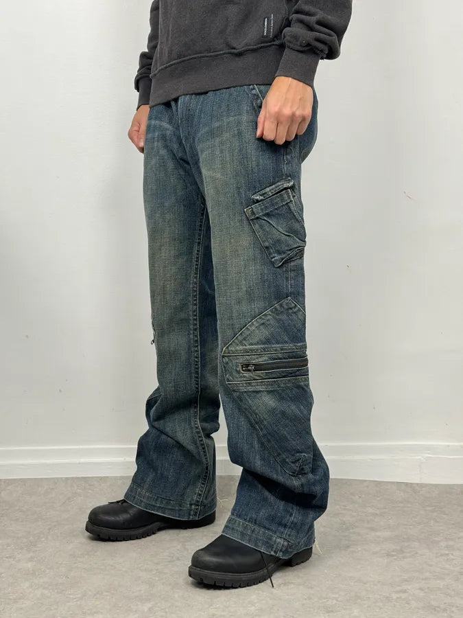 2000s Armani Cargo Blue Faded Denim Jeans wzmxqAK 1