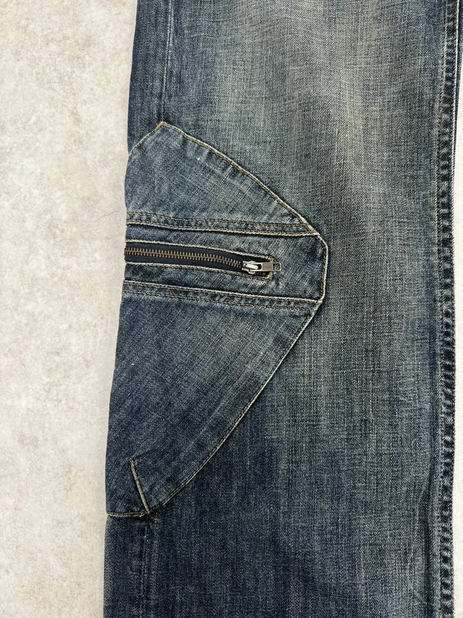 2000s Armani Cargo Blue Faded Denim Jeans wzmxqAK 8