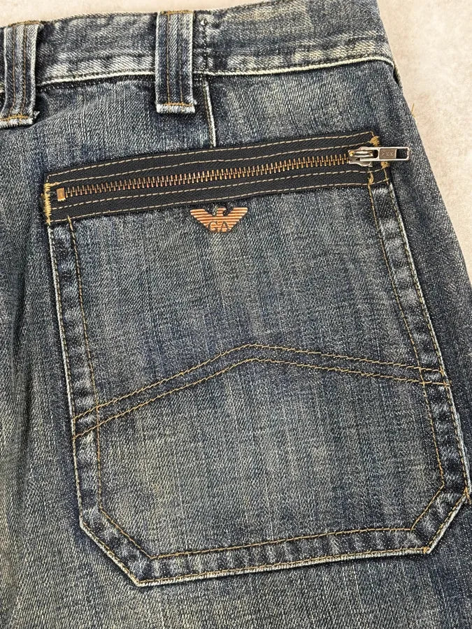 2000s Armani Cargo Blue Faded Denim Jeans wzmxqAK 9