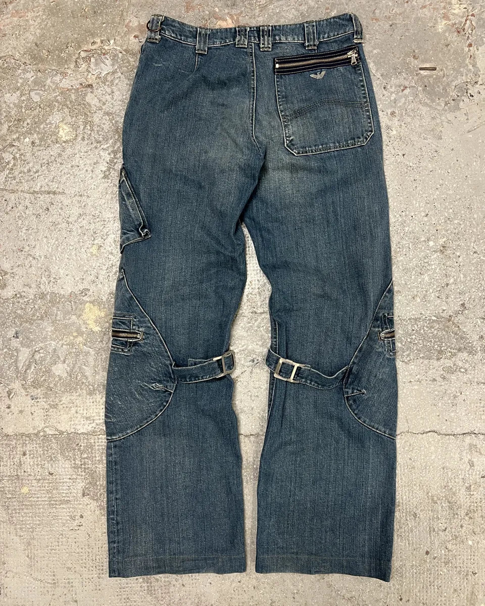 2000s Armani Cargo Bondage Denim Jeans omDgGxI 4