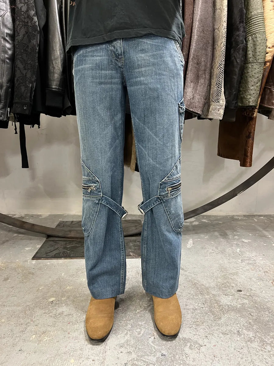 2000s Armani Cargo Bondage Denim Jeans omDgGxI 0