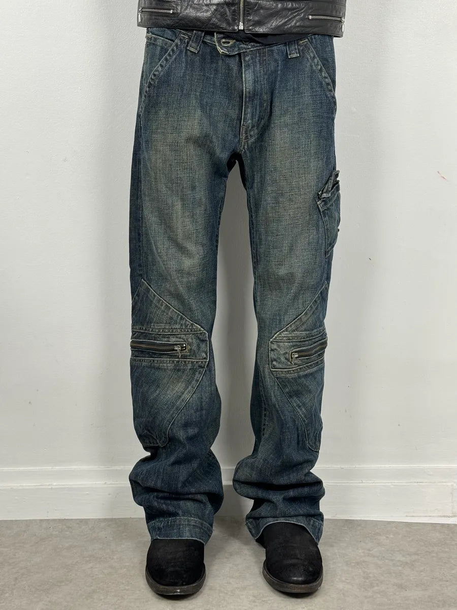 2000s Armani Cargo Faded Blue Denim Jeans vZPUYfb 1