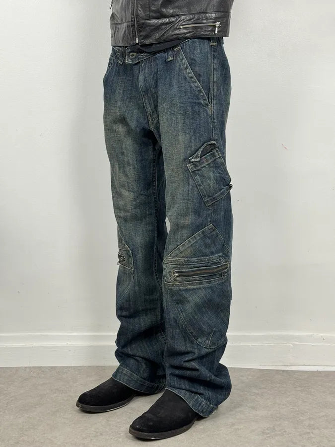 2000s Armani Cargo Faded Blue Denim Jeans vZPUYfb 2