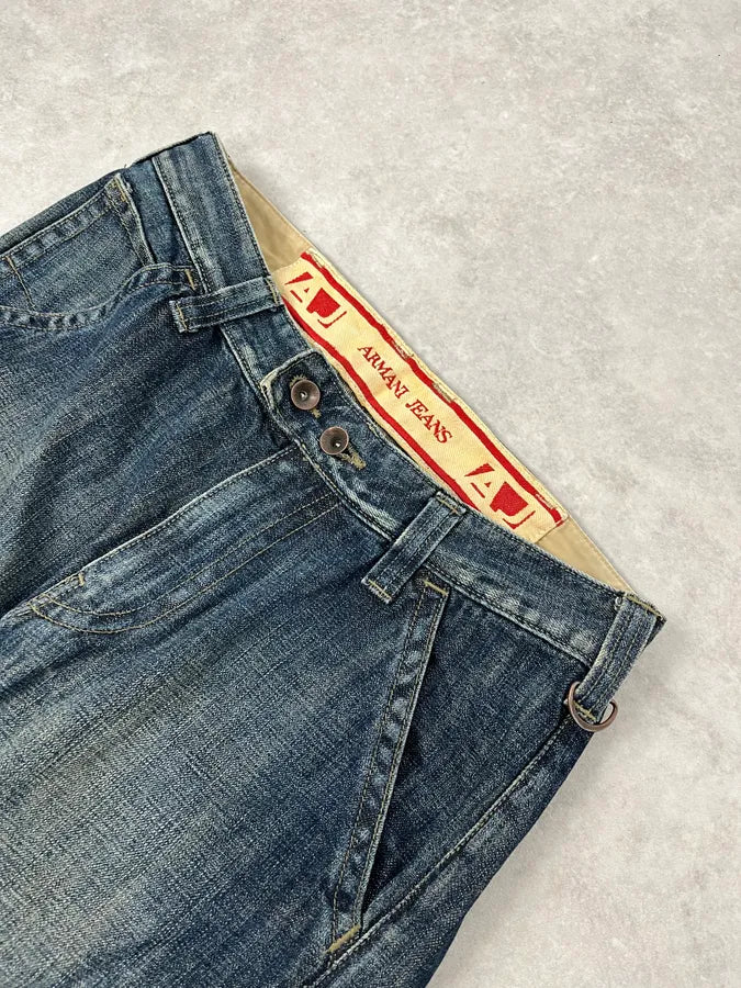 2000s Armani Cargo Faded Blue Denim Jeans vZPUYfb 5