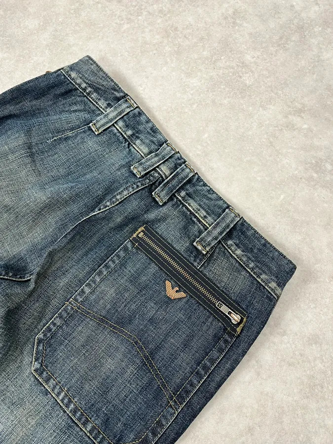 2000s Armani Cargo Faded Blue Denim Jeans vZPUYfb 8