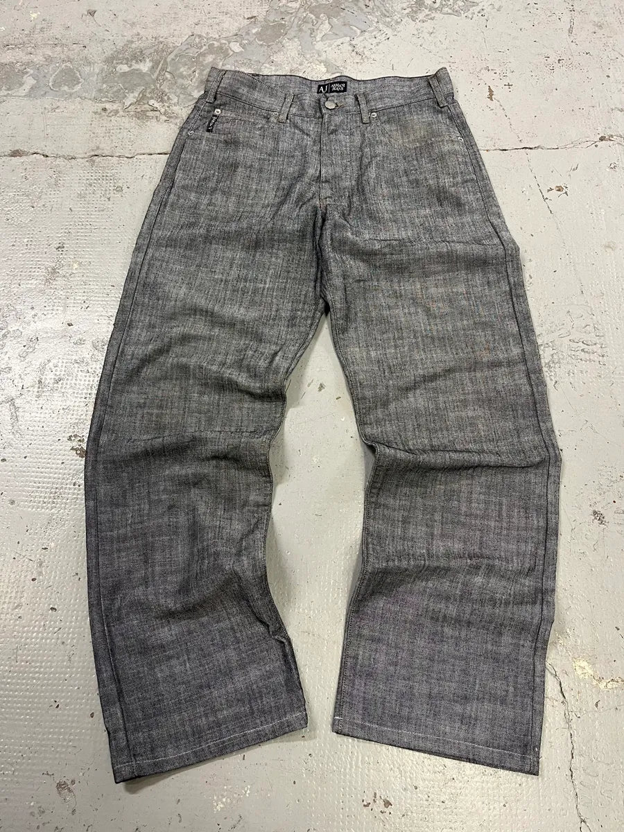 2000s Armani Classy Grey Denim Straight-Leg Jeans qWRCvTe 0