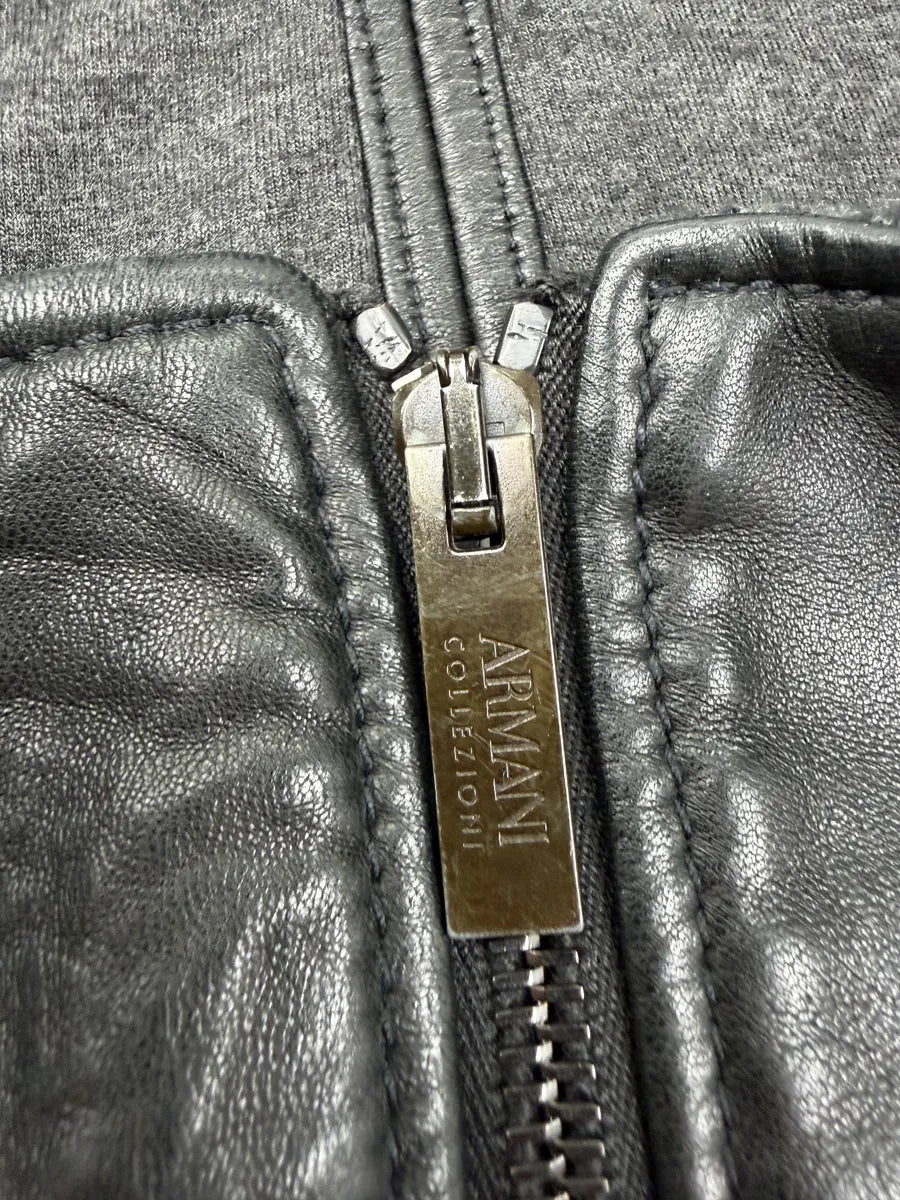 2000s Armani Collezioni Black Asymmetrical Zip Leather Jacket hLnMzEp 2