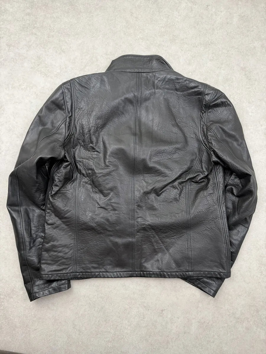 2000s Armani Collezioni Black Asymmetrical Zip Leather Jacket hLnMzEp 9