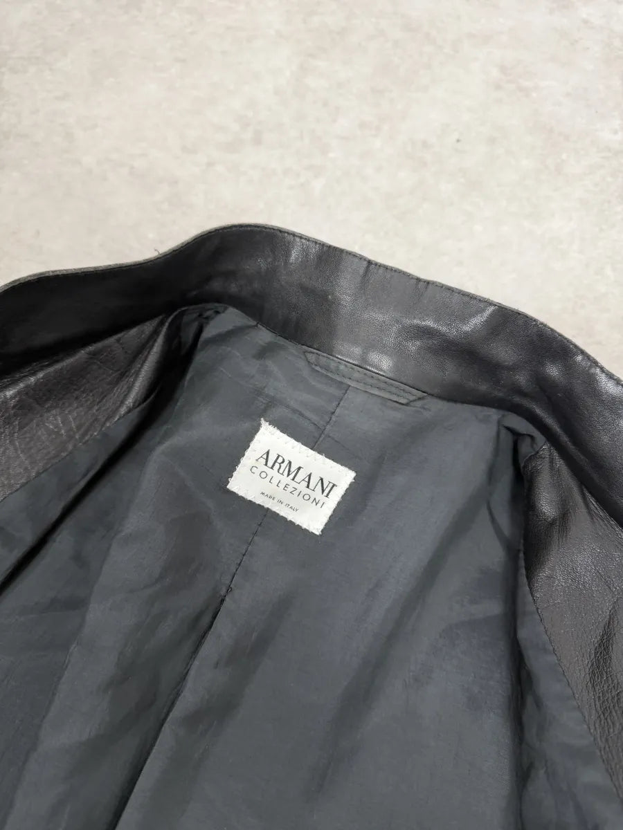 2000s Armani Collezioni Black Leather Jacket PLmncTV 10