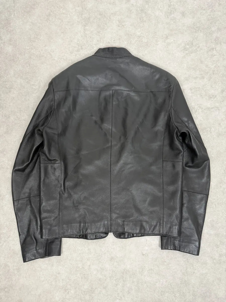 2000s Armani Collezioni Black Leather Jacket PLmncTV 2
