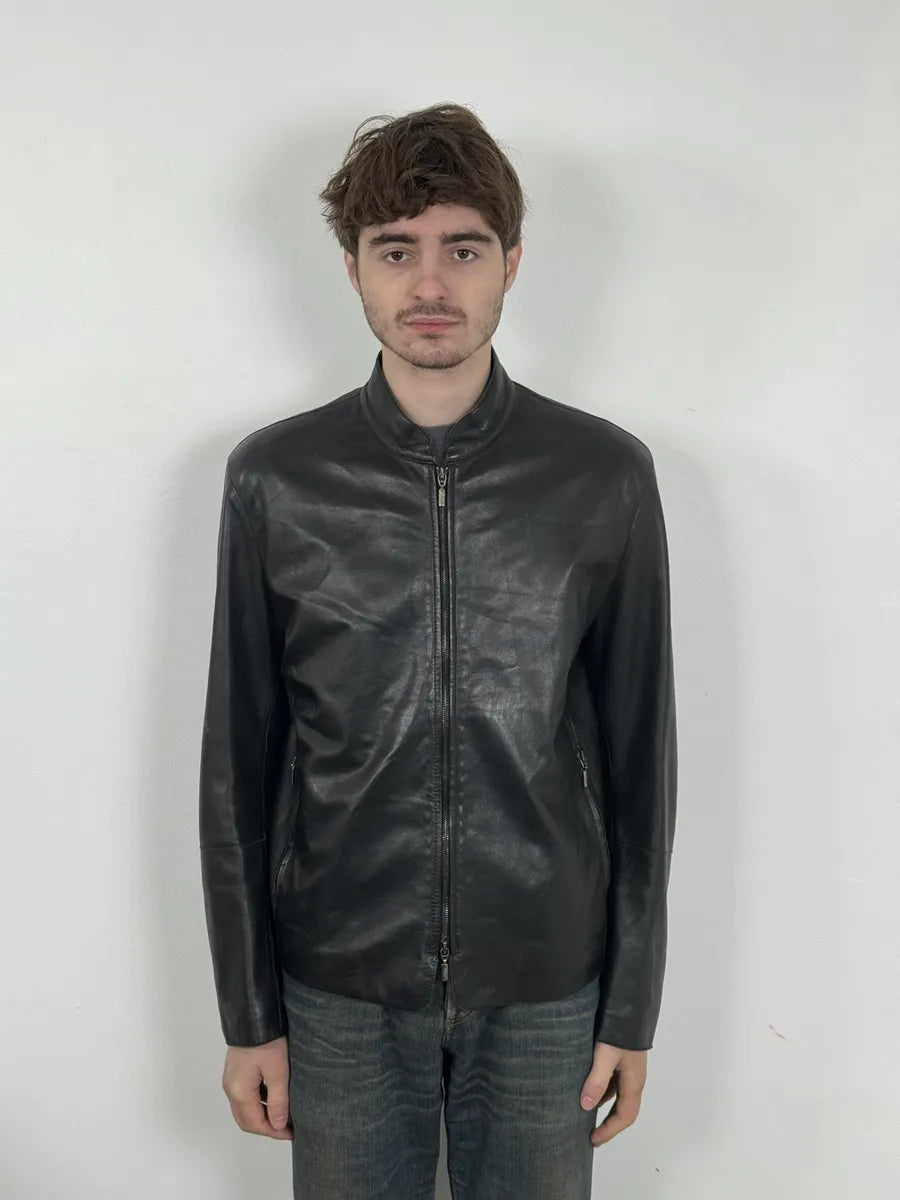 2000s Armani Collezioni Black Leather Jacket PLmncTV 3