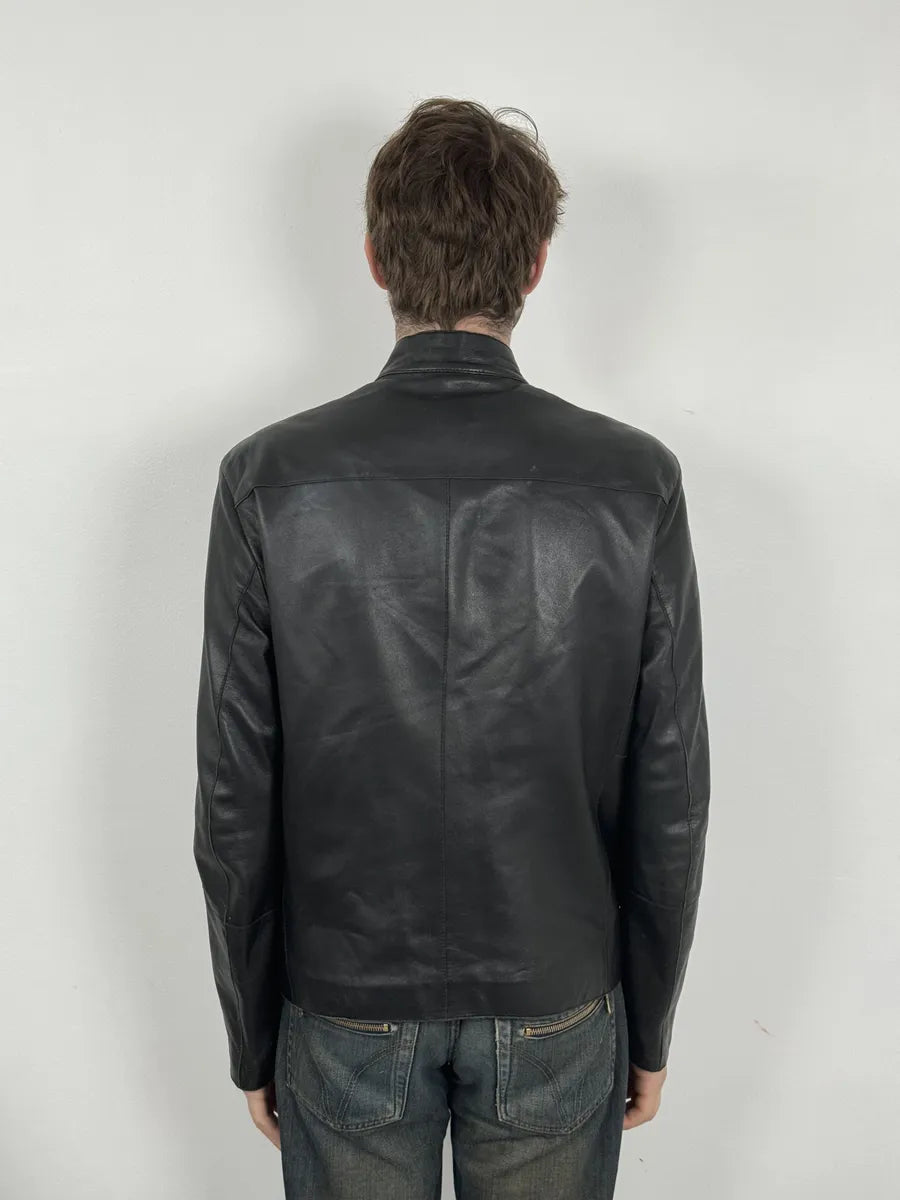2000s Armani Collezioni Black Leather Jacket PLmncTV 4
