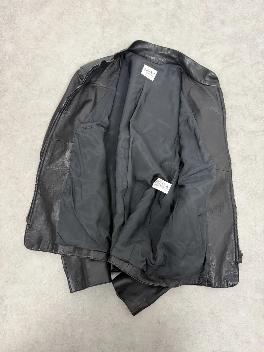 2000s Armani Collezioni Black Leather Jacket PLmncTV 5