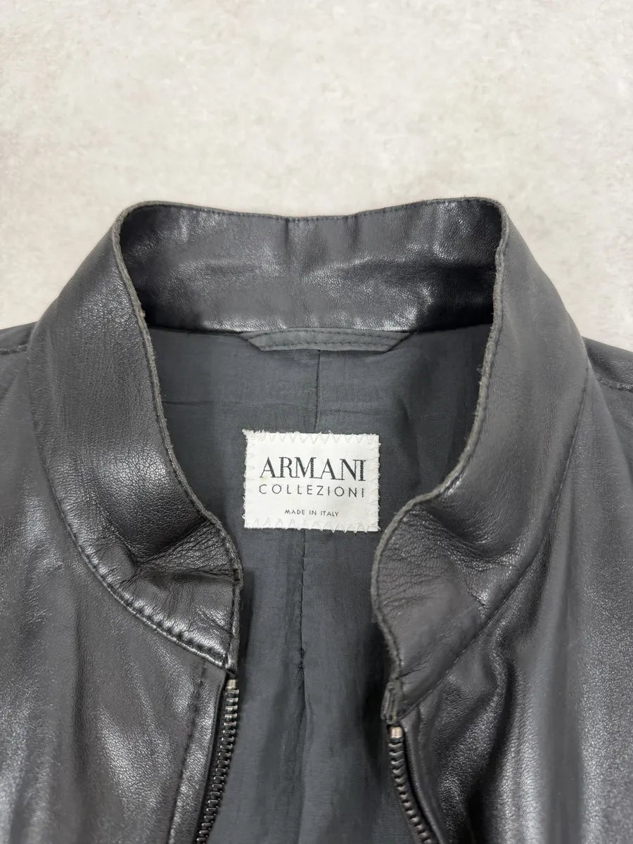 2000s Armani Collezioni Black Leather Jacket PLmncTV 6