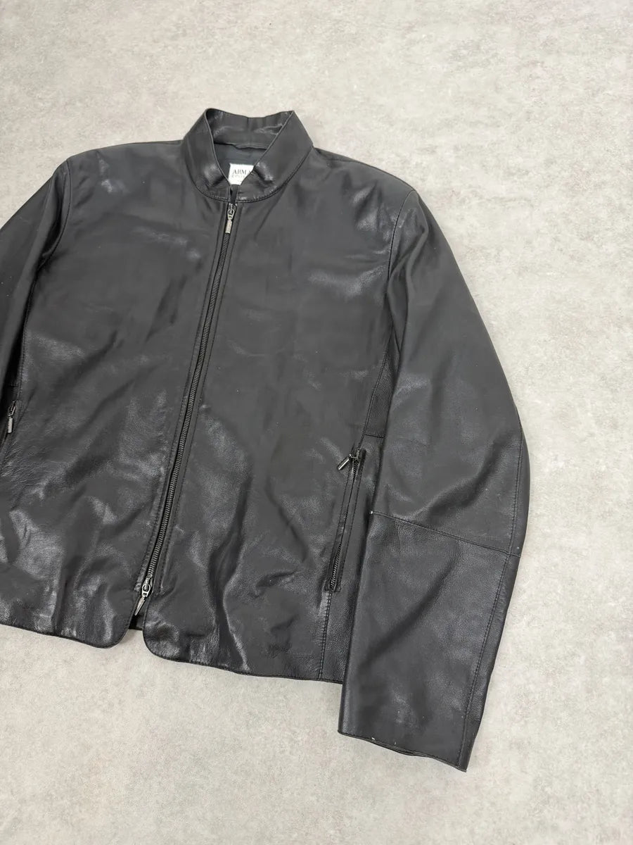 2000s Armani Collezioni Black Leather Jacket PLmncTV 7