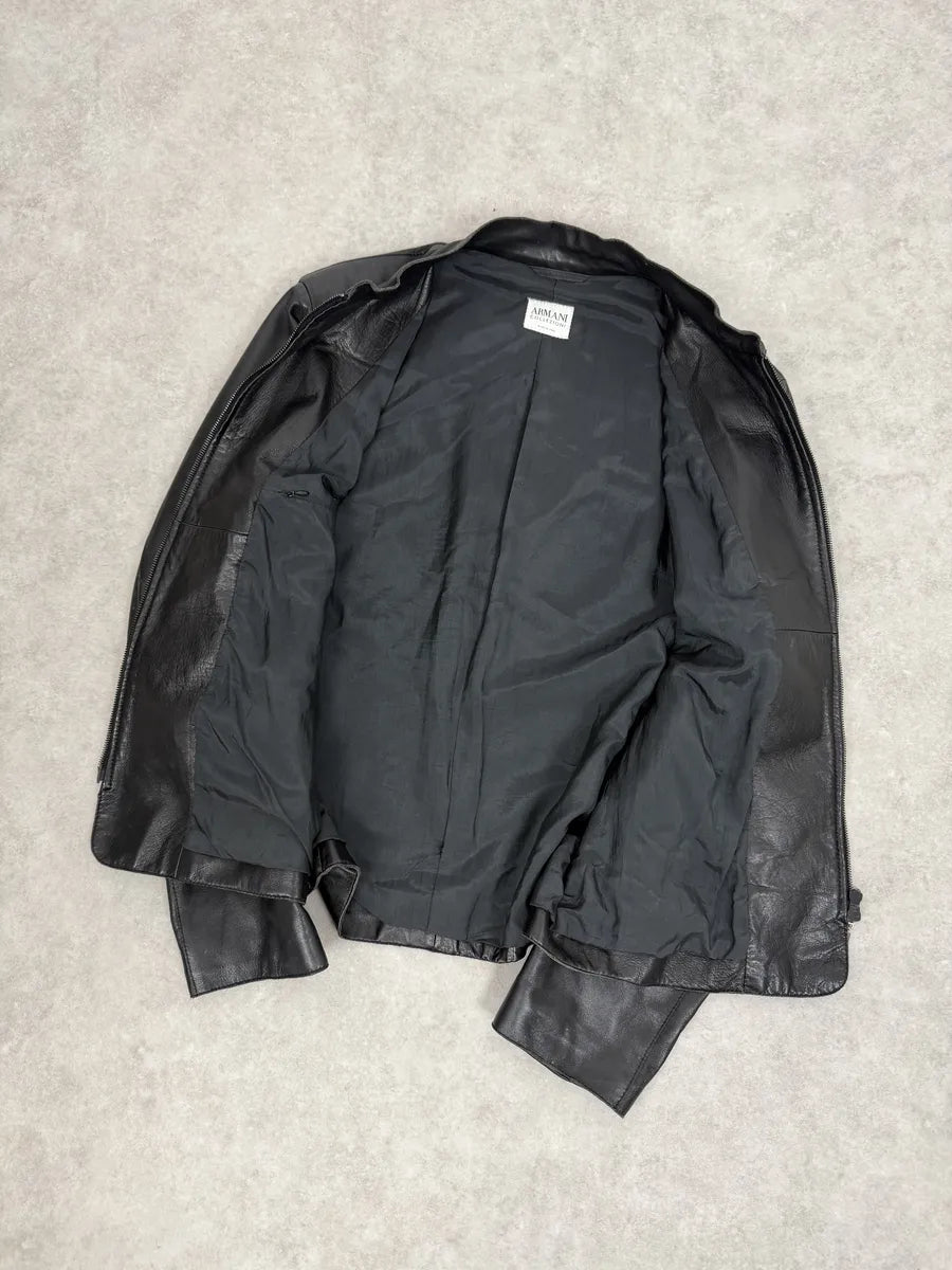 2000s Armani Collezioni Black Leather Jacket PLmncTV 8