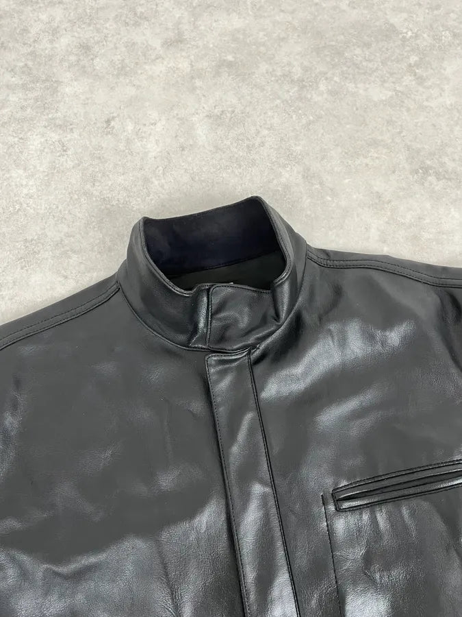 2000s Armani Collezioni Black Leather Premium Jacket QcqRhjt 4