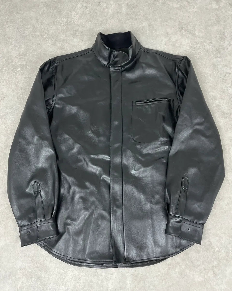 2000s Armani Collezioni Black Leather Premium Jacket QcqRhjt 0