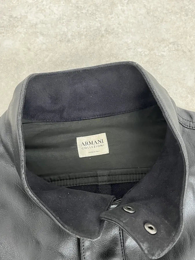 2000s Armani Collezioni Black Leather Premium Jacket QcqRhjt 7