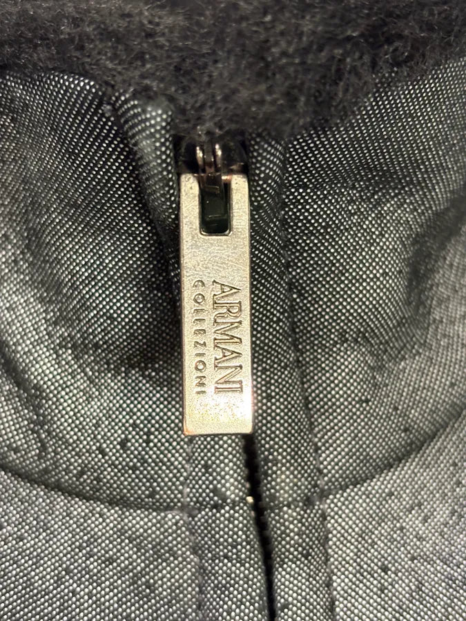 2000s Armani Collezioni Black Shearling Premium Leather Jacket xIquCft 8