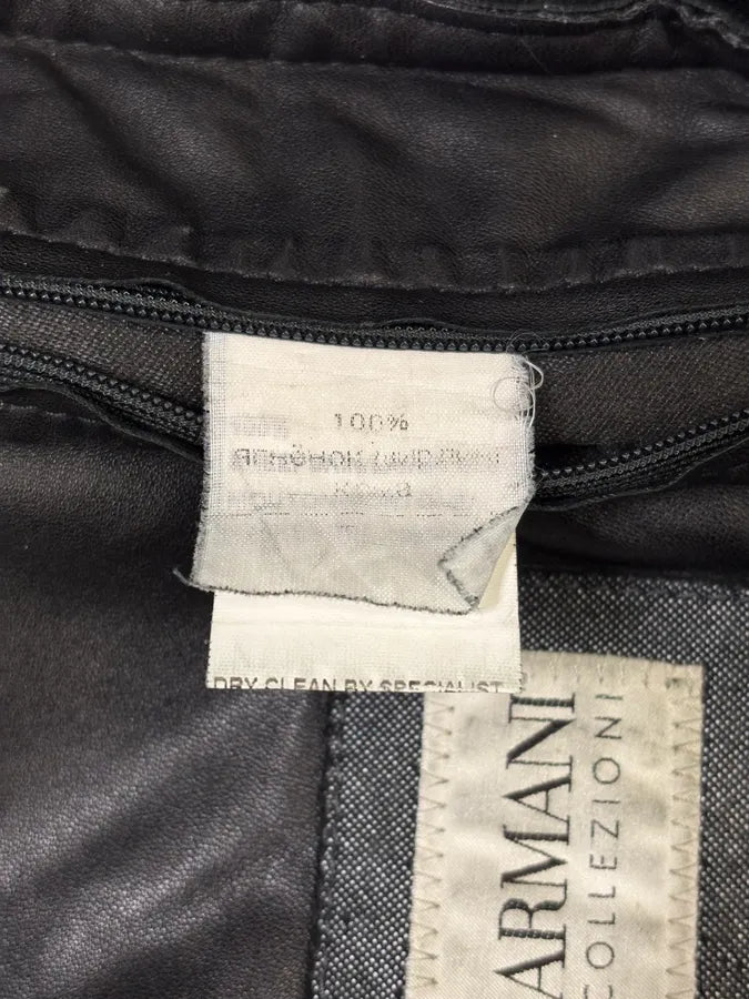 2000s Armani Collezioni Black Shearling Premium Leather Jacket xIquCft 11