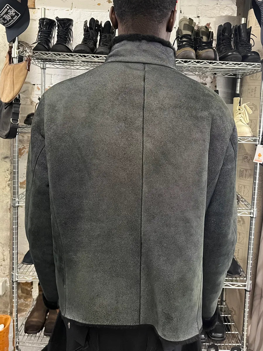 2000s Armani Collezioni Black Shearling Premium Leather Jacket xIquCft 2