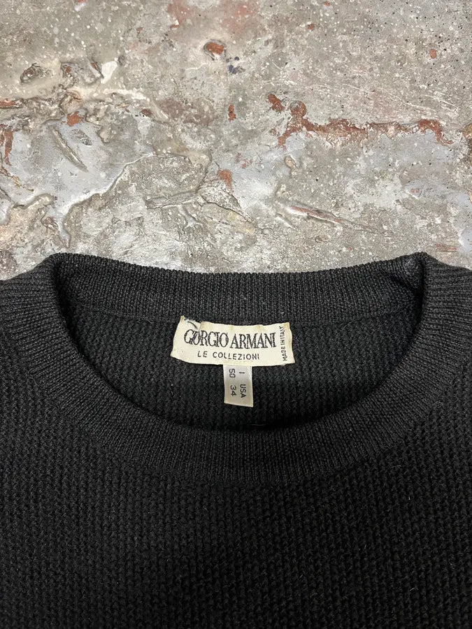 2000s Armani Collezioni Black Wool Sweater (M) pWbSGxA 6