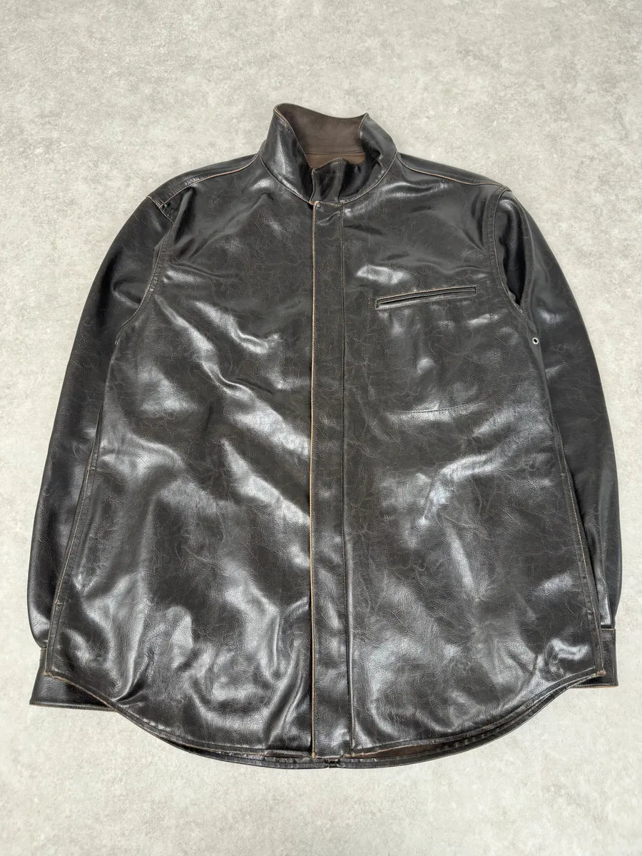 2000s Armani Collezioni Dark Brown Leather Premium Jacket PmayKth 0