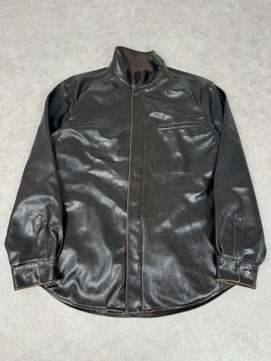 2000s Armani Collezioni Dark Brown Leather Premium Jacket PmayKth 3