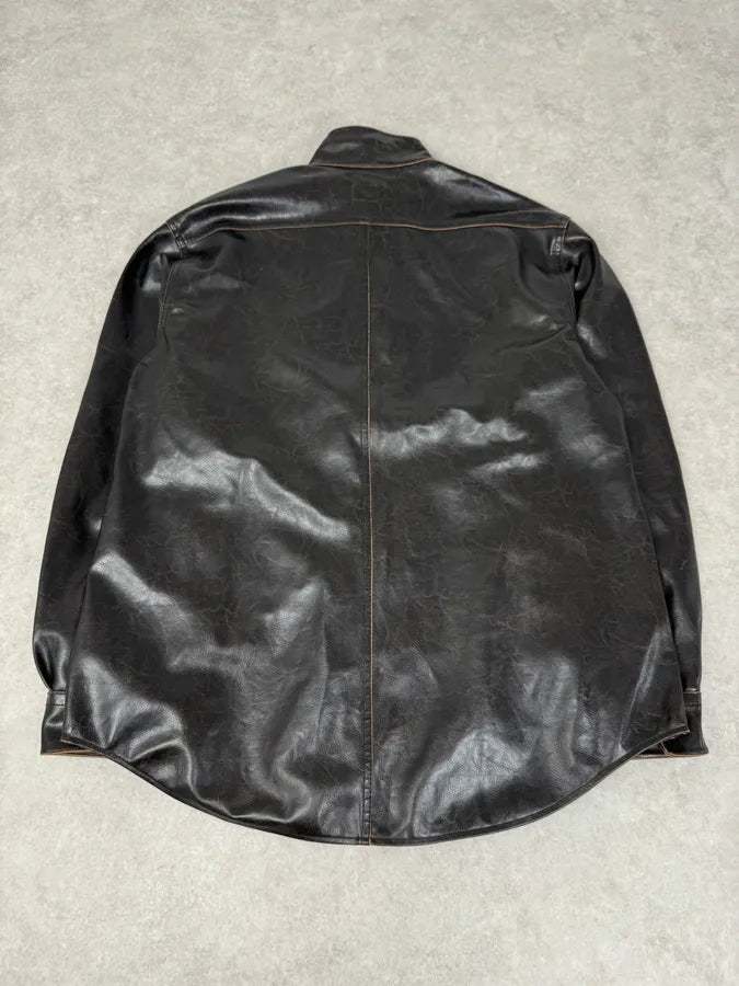 2000s Armani Collezioni Dark Brown Leather Premium Jacket PmayKth 6