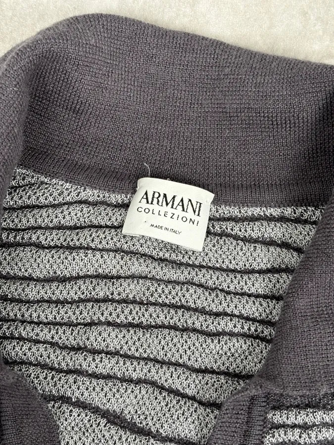 2000s Armani Collezioni Grey Savage V Neck Polo Longsleeves apunLBt 7