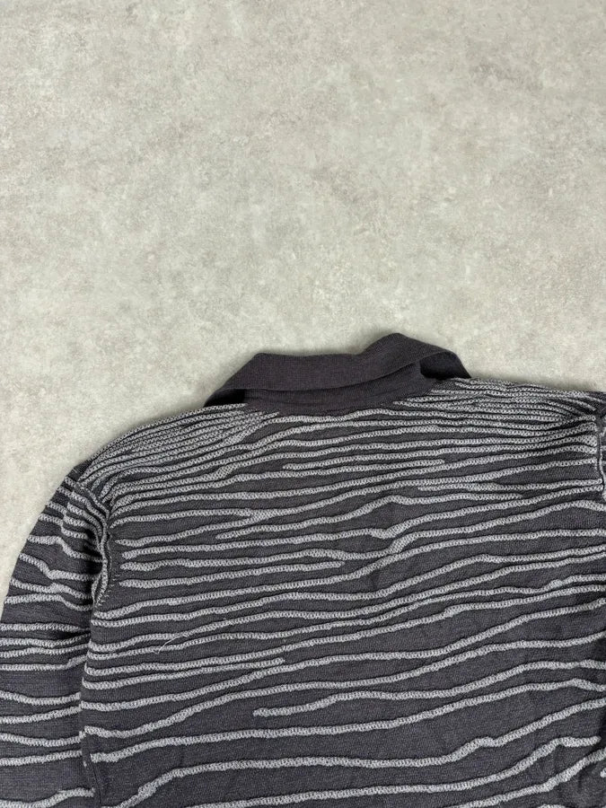 2000s Armani Collezioni Grey Savage V Neck Polo Longsleeves apunLBt 6