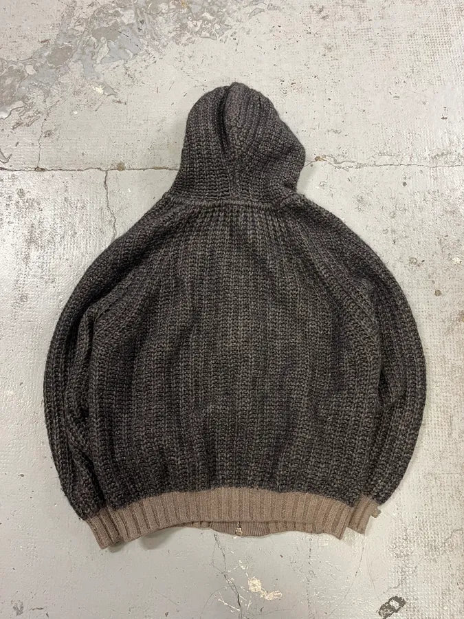 2000s Armani Collezioni Grey Wool Hooded Hybrid Sweater PmIxfqJ 5