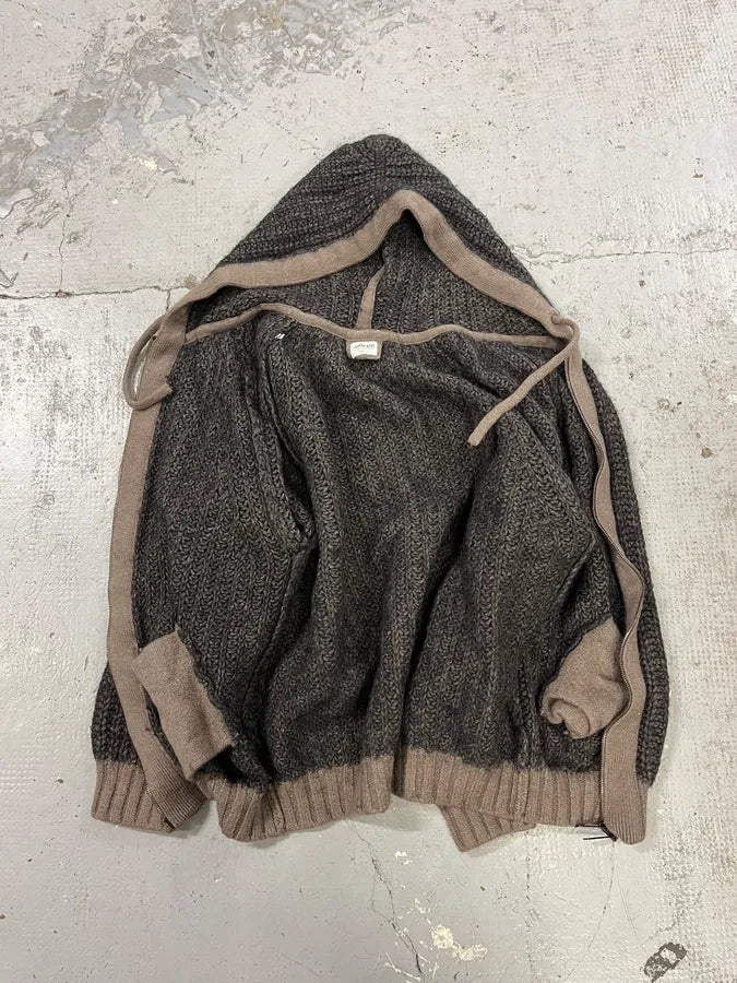 2000s Armani Collezioni Grey Wool Hooded Hybrid Sweater PmIxfqJ 7