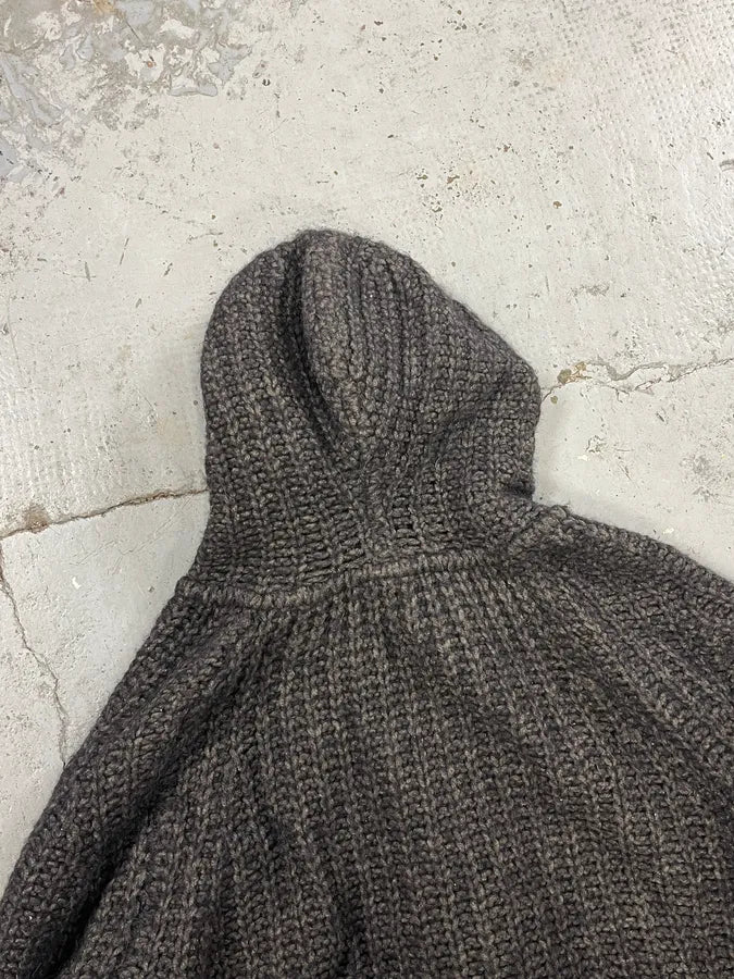 2000s Armani Collezioni Grey Wool Hooded Hybrid Sweater PmIxfqJ 8
