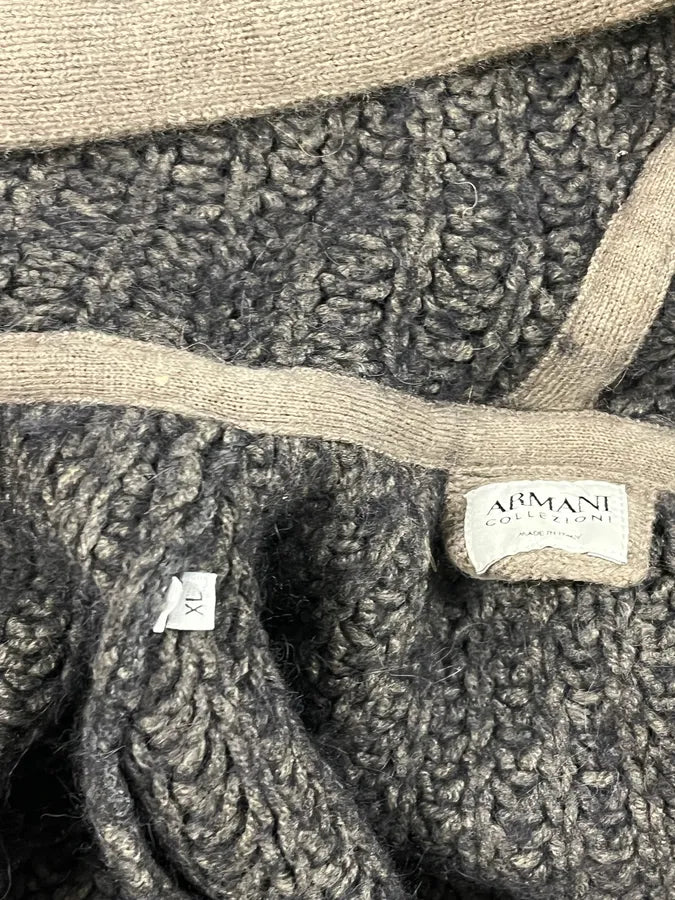 2000s Armani Collezioni Grey Wool Hooded Hybrid Sweater PmIxfqJ 6