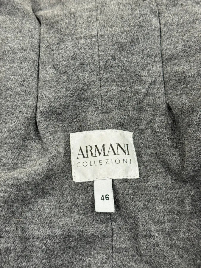 2000s Armani Collezioni Taupe Leather Ruffle Jacket LcqdPRh 9