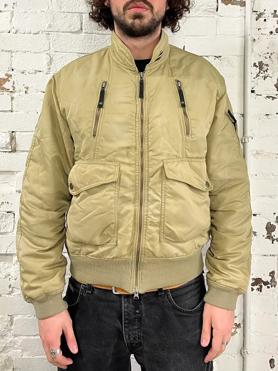 2000s Armani Cozy Aero Beige Bomber Jacket PazKCtS 0
