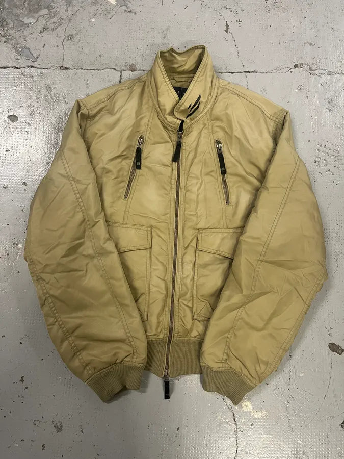 2000s Armani Cozy Aero Beige Bomber Jacket PazKCtS 2
