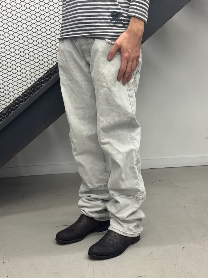 2000s Armani Washed Light Grey Faded Denim Jeans WaHGdYX 1