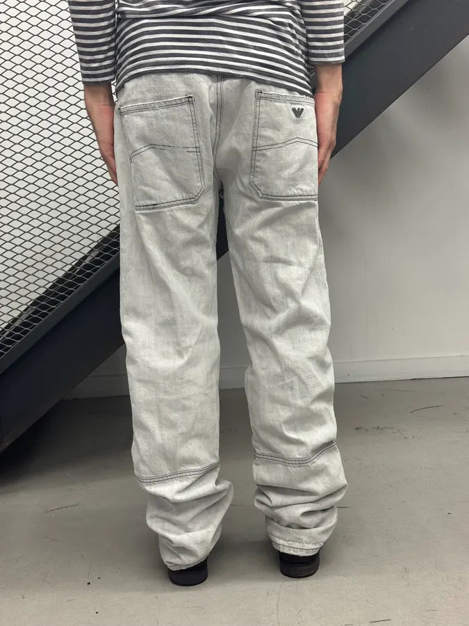 2000s Armani Washed Light Grey Faded Denim Jeans WaHGdYX 2