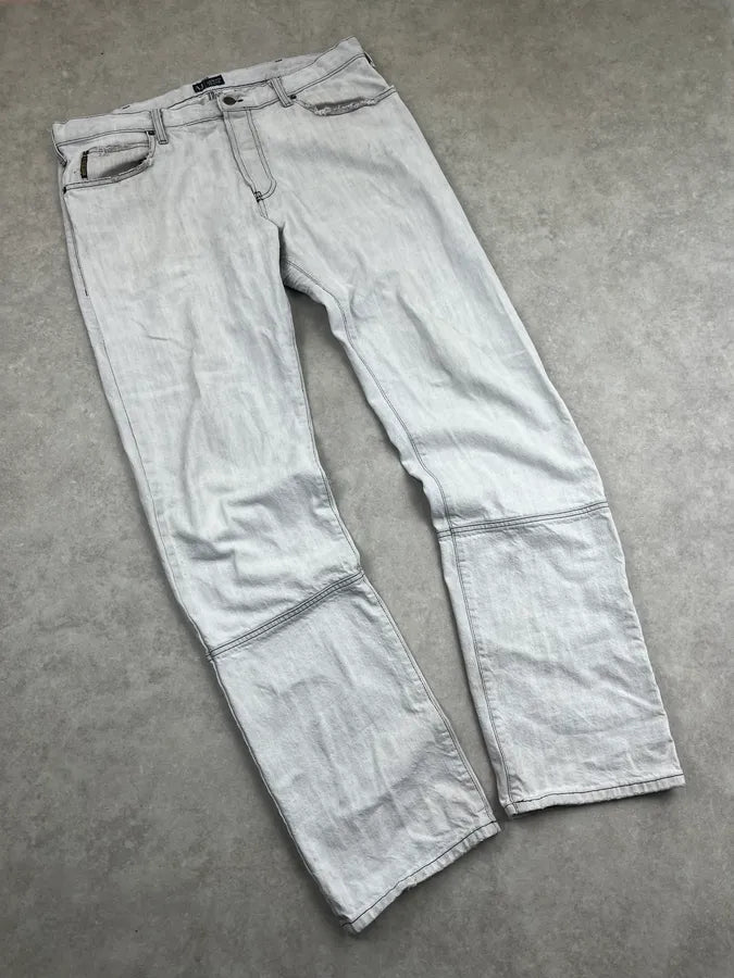 2000s Armani Washed Light Grey Faded Denim Jeans WaHGdYX 5