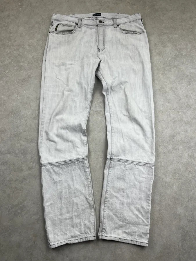 2000s Armani Washed Light Grey Faded Denim Jeans WaHGdYX 4