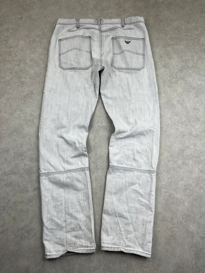 2000s Armani Washed Light Grey Faded Denim Jeans WaHGdYX 3