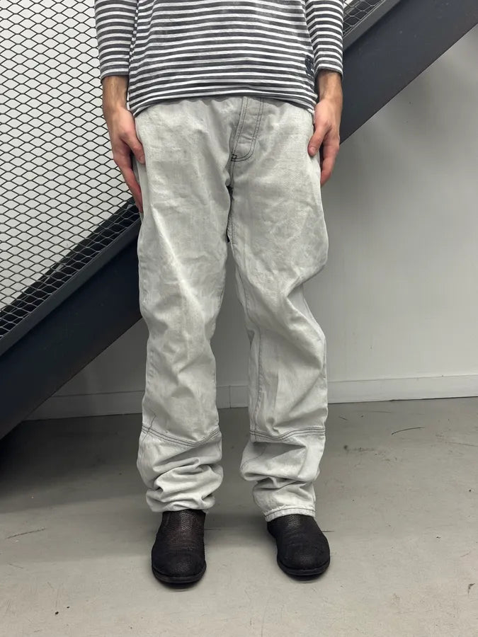 2000s Armani Washed Light Grey Faded Denim Jeans WaHGdYX 0