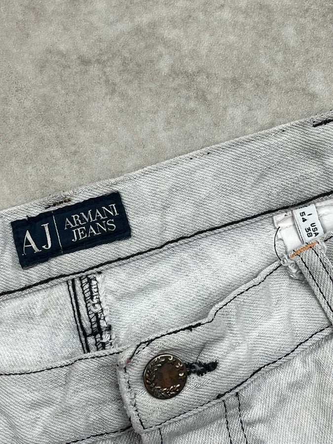 2000s Armani Washed Light Grey Faded Denim Jeans WaHGdYX 12