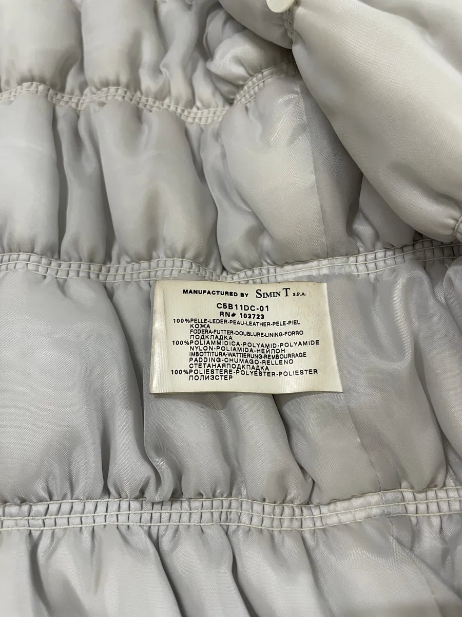 2000s Armani Creamy Leather Puffer Jacket xPxHsuE 4