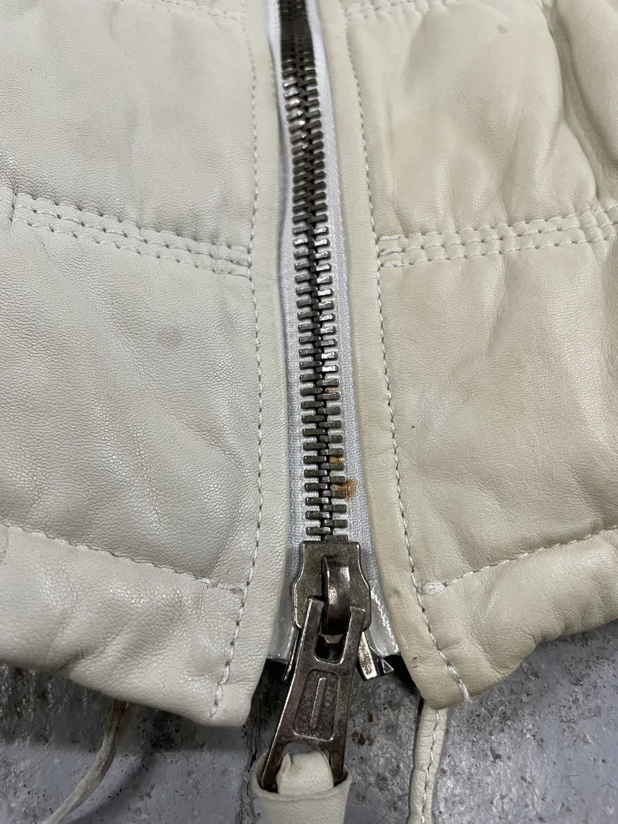 2000s Armani Creamy Leather Puffer Jacket xPxHsuE 5