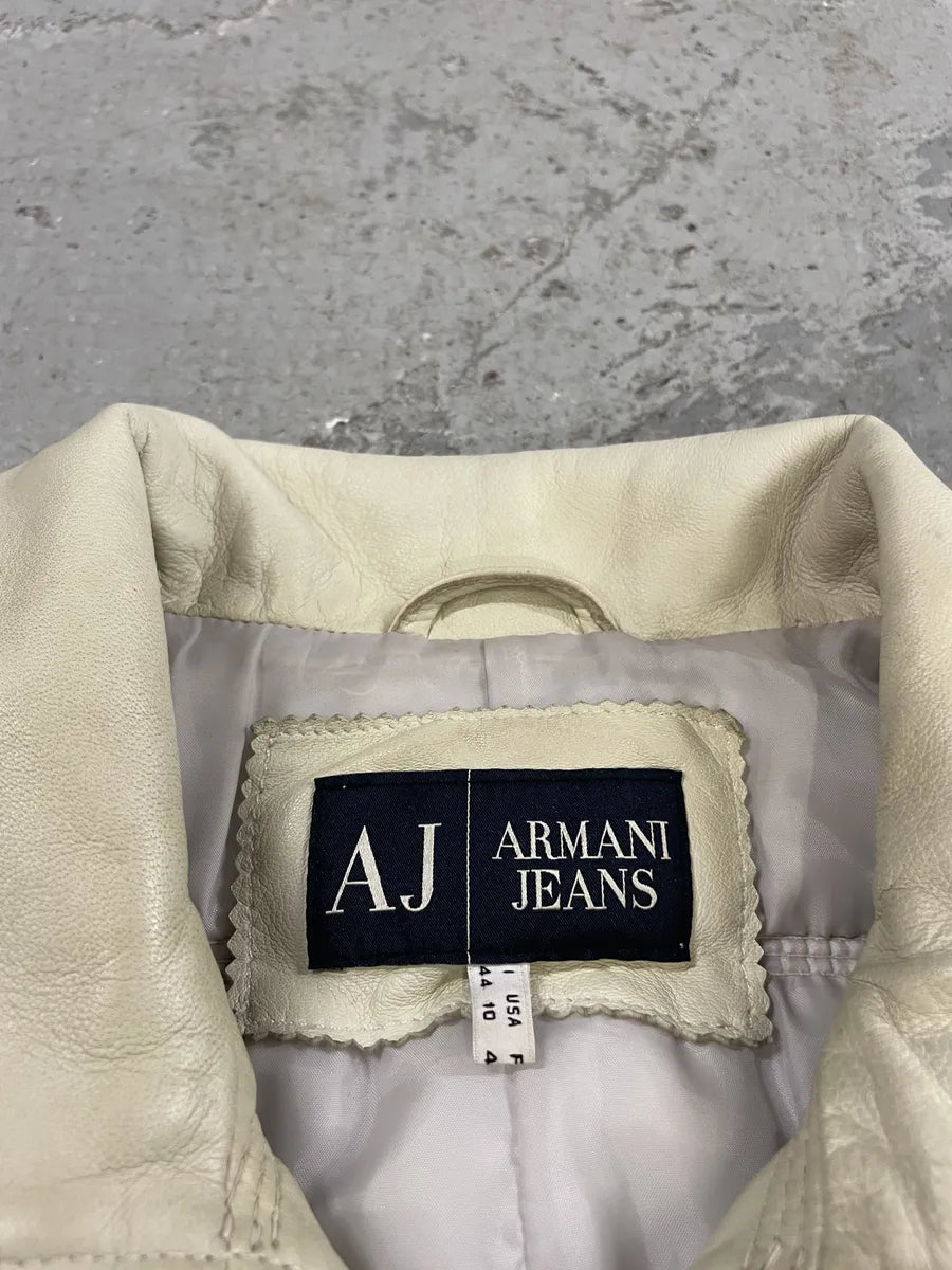 2000s Armani Creamy Leather Puffer Jacket xPxHsuE 6